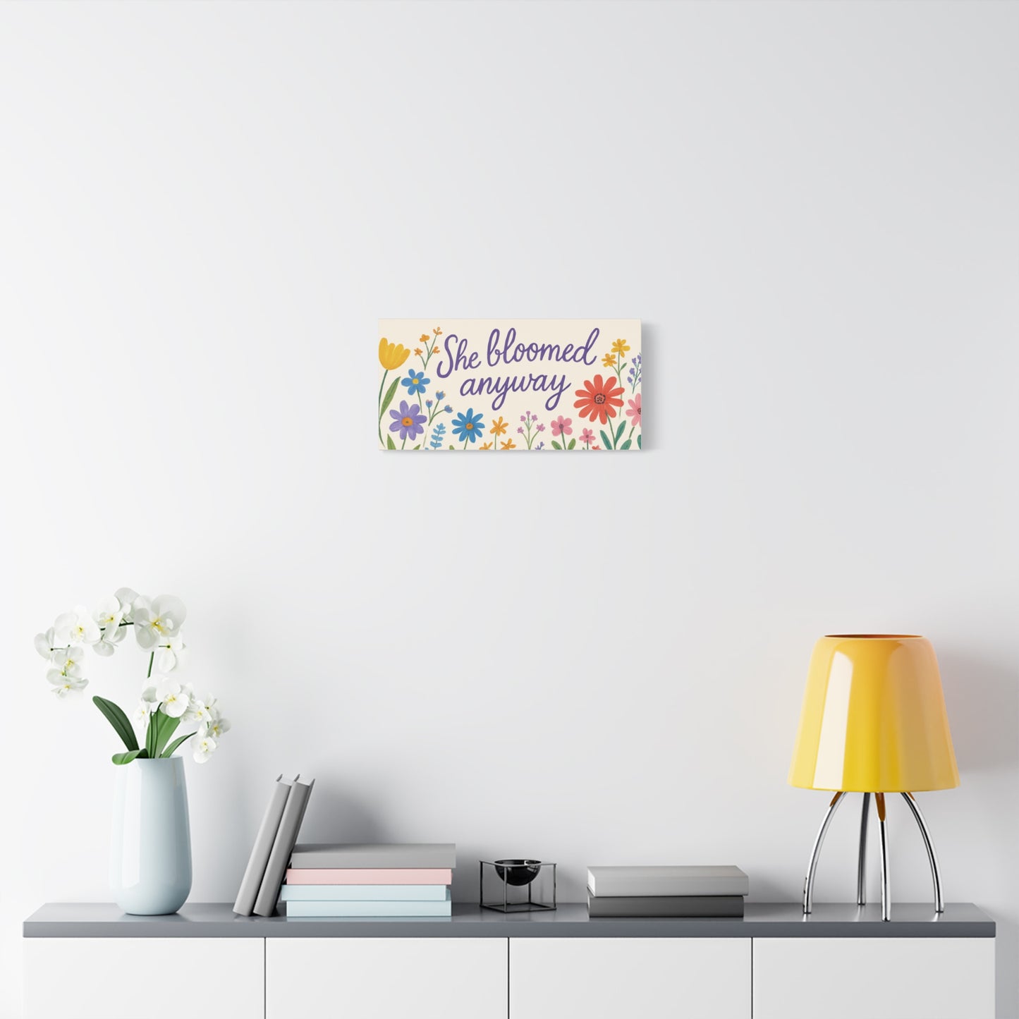 Canvas, Wildflowers, She Bloomed Anyway, Matte Canvas Print, Stretched Canvas Wall Art, Floral Decor, Inspirational Quote Art, Gift for Her