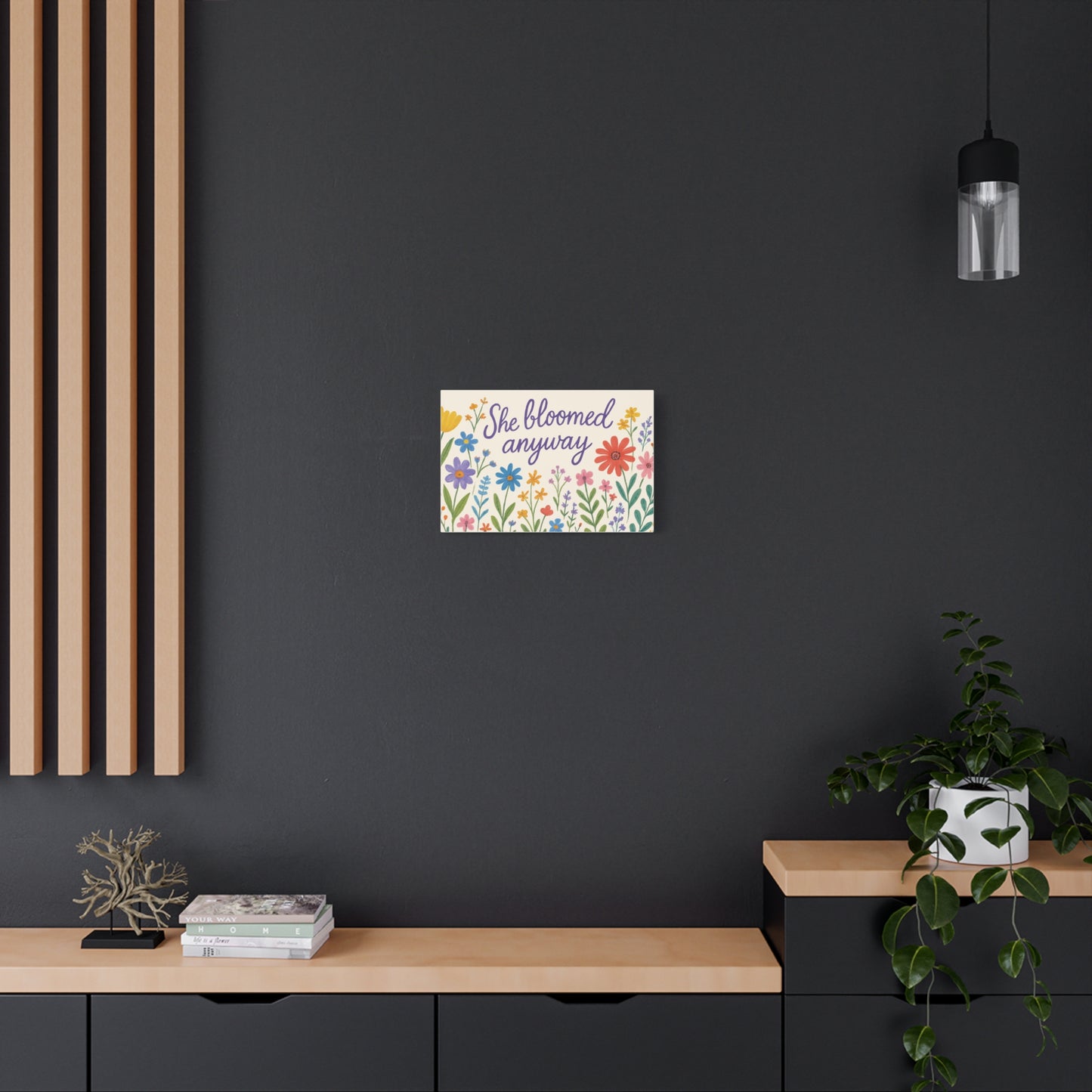 Canvas, Wildflowers, She Bloomed Anyway, Matte Canvas Print, Stretched Canvas Wall Art, Floral Decor, Inspirational Quote Art, Gift for Her